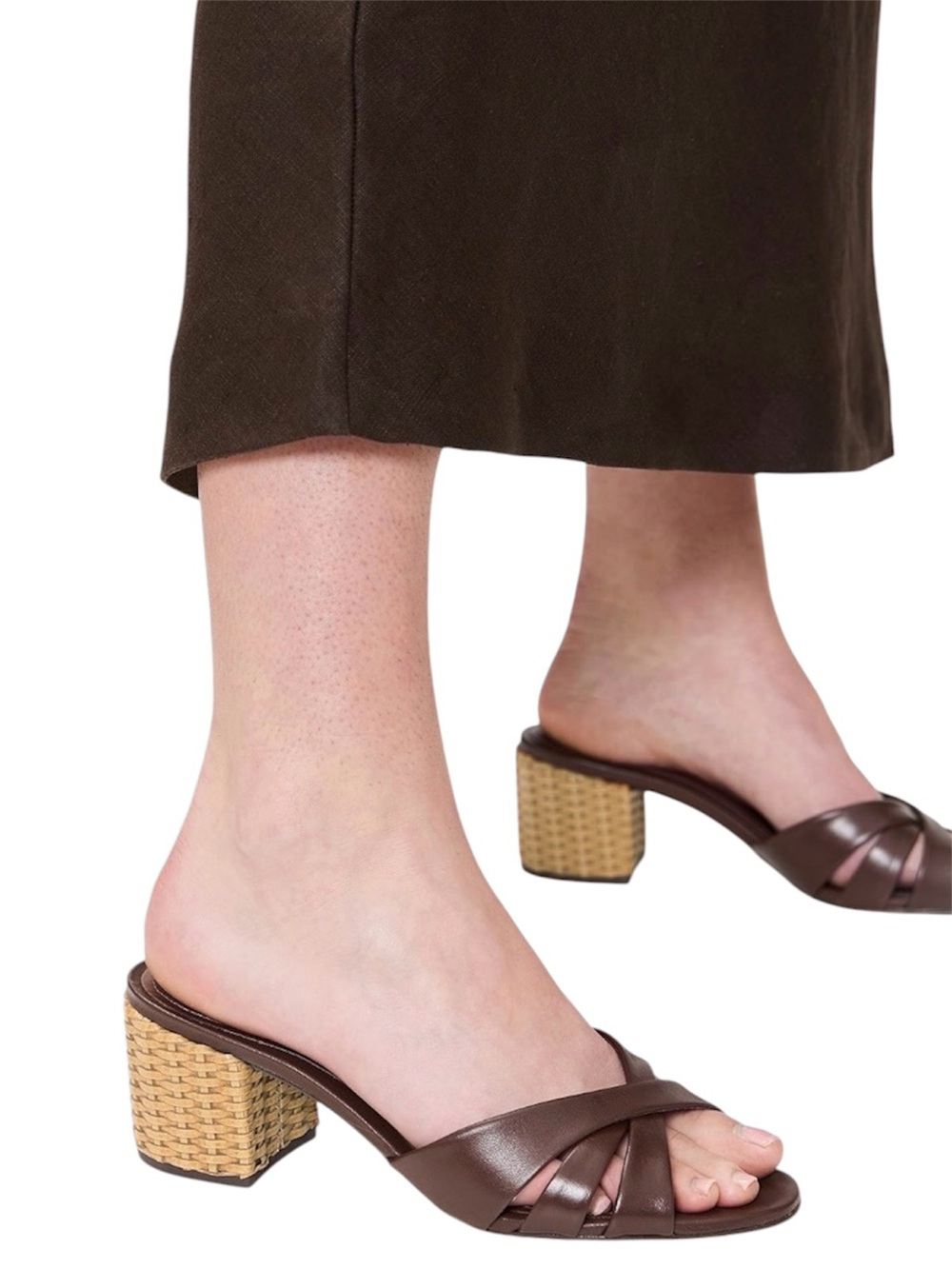 NWT Schutz Keefa Straw Mules Desert Brown Size 7 Leather